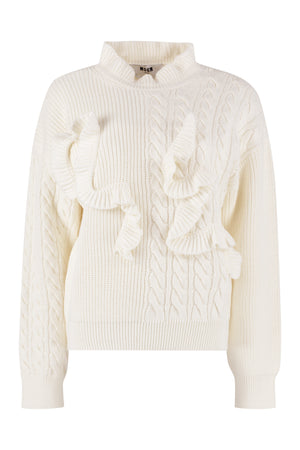 Frilled wool-blend sweater-0